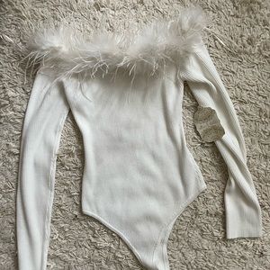Altar’d State White Feather Bodysuit M
